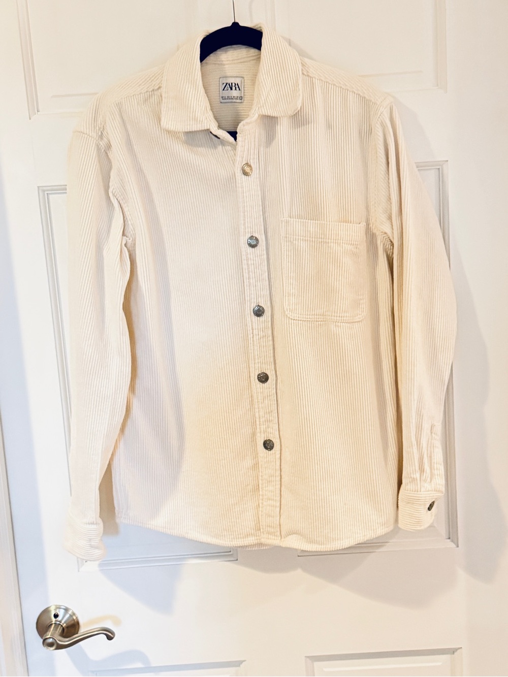 ZARA Off-White Corduroy Button-Down Shirt